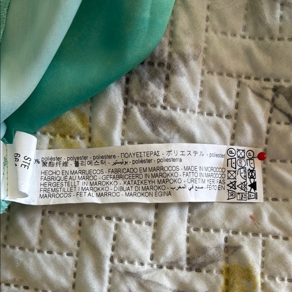 Beautiful ZARA Aqua and White Button-Up Blouse with Bell Sleeves - Picture 8 of 9